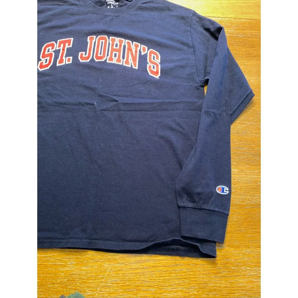 Champion St. Johns University Long Sleeve T-Shirt Size L Navy Blue - Picture 2 of 3